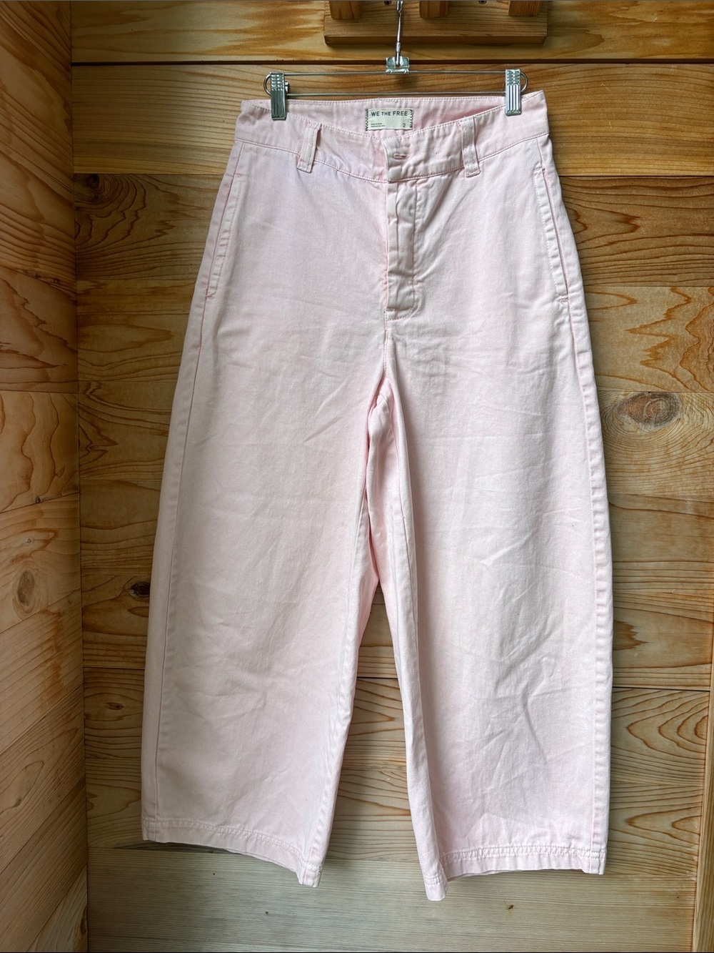 Free People We The Free Pink Barrel Pants | Size 2 | 100% Cotton | Wide Leg